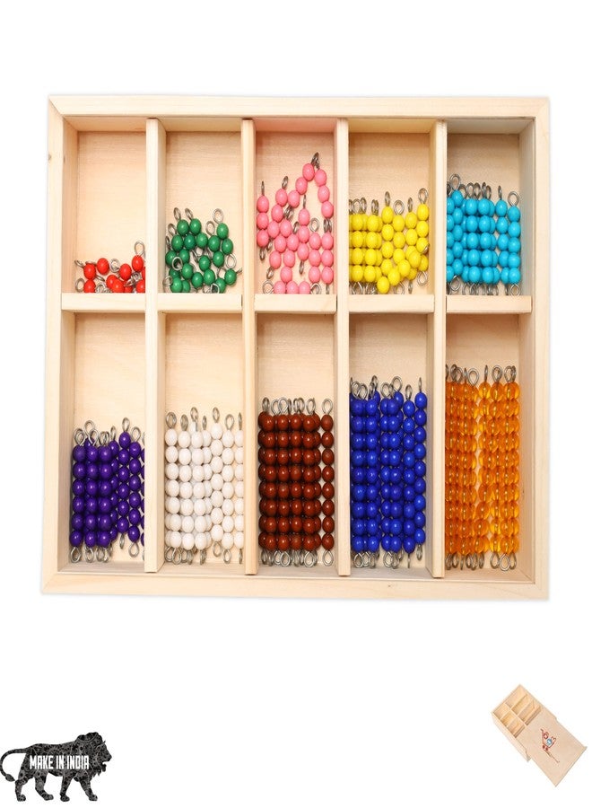 GIFT EQUALS LOVE GELTOY Handmade Wooden Montessori Counting Beads Checker Board Math Games Toy Teaching Numbers Educational Decanomial Learning Homeschooling Toys Set (Educational) - Image 1